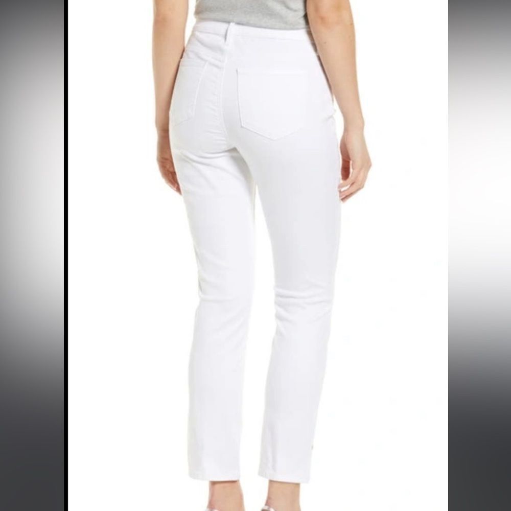 NEW NYDJ Sheri side slit slim ankle jeans in optic white 4 nwot - Picture 2 of 11